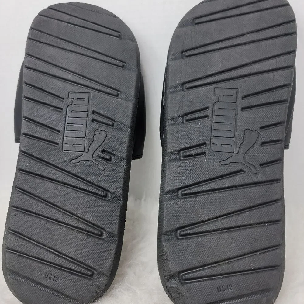 Puma Slides Men's Size 12 Black Comfy Casual Sandals Cushioned EUC
